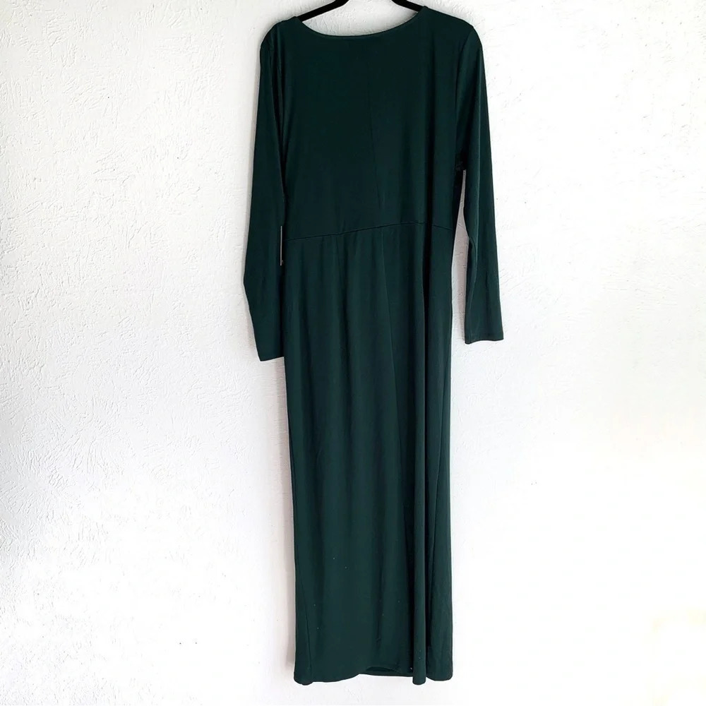 Eloquii Wide Neck Wrap Gown Matte Jersey Dark Green Sz 16 NWT - Picture 4 of 6